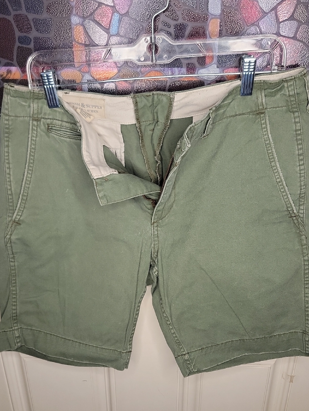 Ralph Lauren Olive Green Flat-Front Cotton Shorts